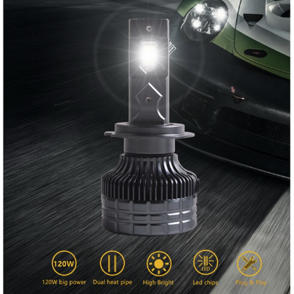 Set 2 Lampi LED V80 H4 auto canbus cu doua faze putere 200W temperatura 6000K