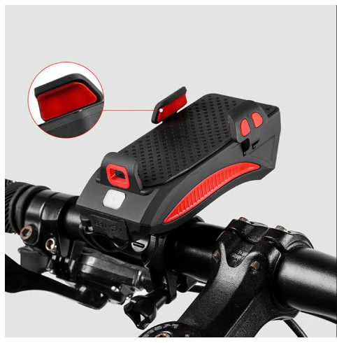 Lanterna pentru bicicleta 4 in 1, Powebank, Suport telefon si Sonerie