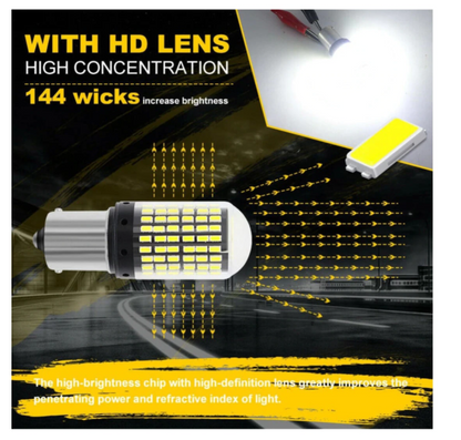 SET Bec LED Canbus 1156/BA15S P21W 3014, 144 LED-uri Marsarier