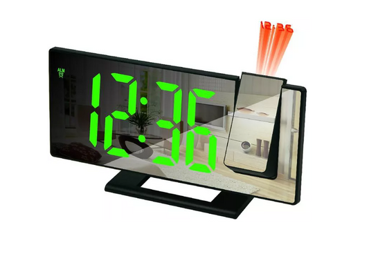 Ceas De Masa Tip Oglinda, Ecran LED Cu Proiectie 3D, Afisare Temperatura, Alarma