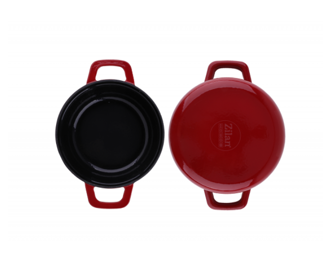 Oala Zilan ZLN0941, Din fier turnat sub presiune puternica, 2.6L, Diametru 22 cm, Inaltime 10 cm, Compatibila cuptor si masina de spalat vase
