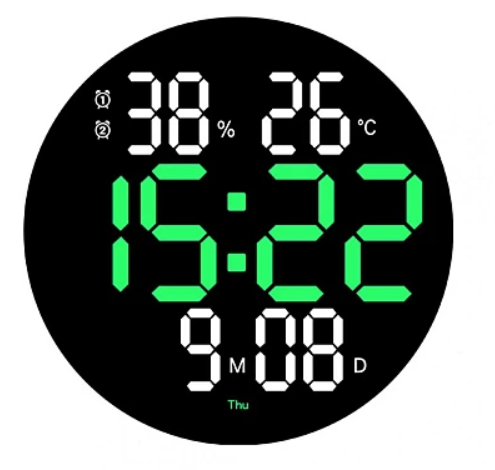 Ceas de perete electronic RD A329 afisaj VERDE temperatura umiditate data