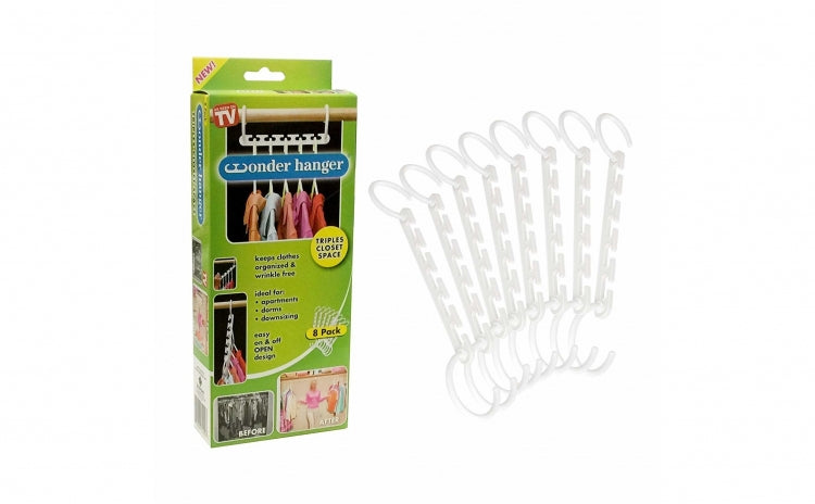 Set 8x Umerase Magic organizatoare haine, economisire 50% spatiu, Wonder hanger, alb