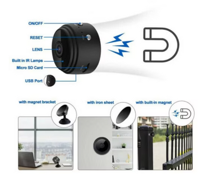 Mini Camera Spion iUni A9, Wireless, VGA 480P, Audio-Video, Night Vision