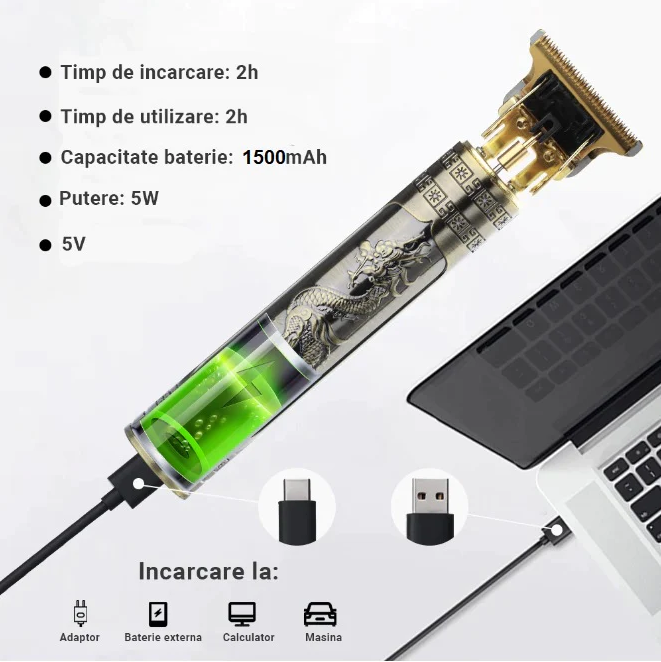 APARAT DE TUNS PROFESIONAL CU ACUMULATOR, PENTRU CONTUR, LAMA TIP T