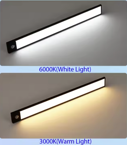 Aplica LED lumina rece si calda, cu senzor de miscare, incarcare USB, 30cm, negru, IP20