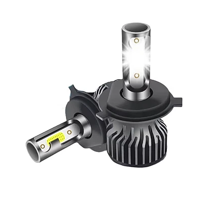 Set 2 becuri auto COB H4, 100W, lumina alb-rece, 12000 lumeni