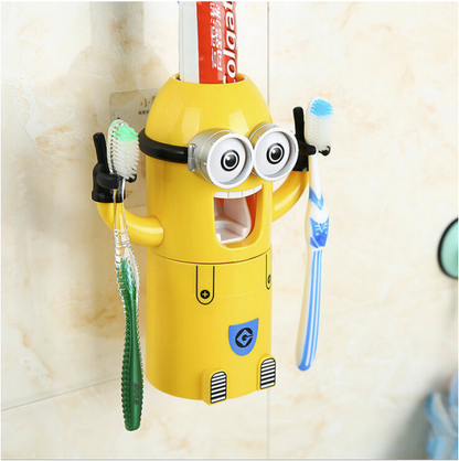 Dozator Minions pasta de dinti, cu suport integrat pentru periute