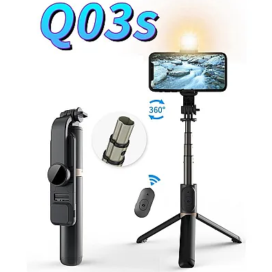 Selfie Stick Trepied cu Lumina Led Q03s