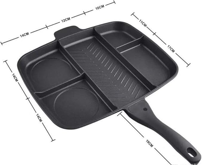 Tigaie Grill ANTIADERENTA Multifunctionala cu 5 Compartimente Pentru Gatit