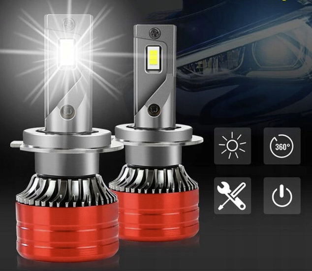 Set 2 Becuri D2s Auto LED 10000k 110W/Set Canbus 5600LM Carcasa Rosie