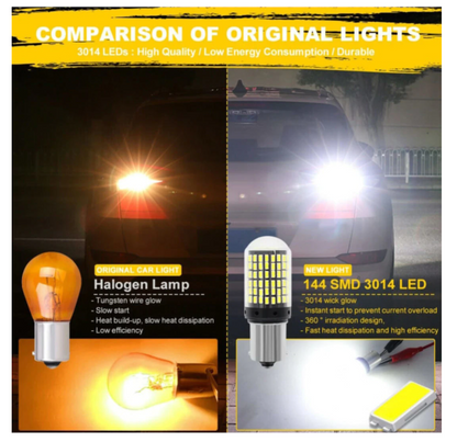 SET Bec LED Canbus 1156/BA15S P21W 3014, 144 LED-uri Marsarier