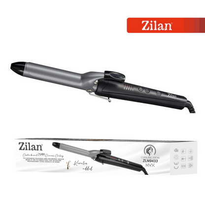 Ondulator de par Zilan ZLN9433, diametru 25mm, temperatura maxima de 200 grade, 43W, Negru