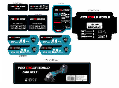 Flex cu 2 acumulatori 36V 8AH pentru disc 125mm + lanterna PRO TOOLS