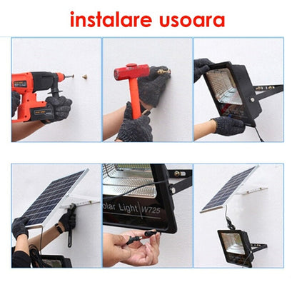 Proiector 200W LED cu Panou Solar INDIVIDUAL si Telecomanda