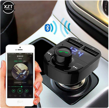 Modulator Fm auto Xd8 cu functie Bluetooth Mod Bt cu doua porturi Usb microSd Negru