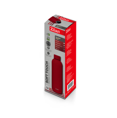 Termos Zilan ZLN9842 tip sticla sport, capacitate 500ml, interior din inox, pereti dublii, rosu