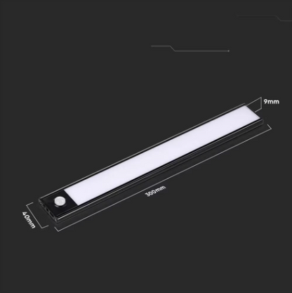 Aplica LED lumina rece si calda, cu senzor de miscare, incarcare USB, 30cm, negru, IP20