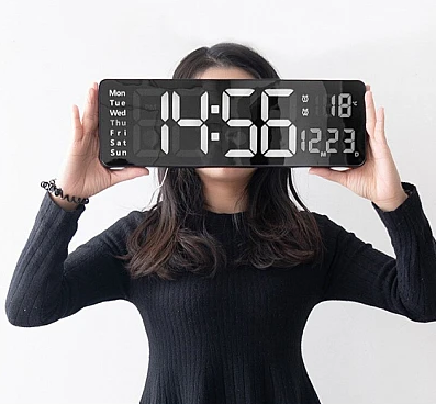 Ceas Digital de Perete RD AB6626 afisaj ALB Functie de Termometru Calendar Temporizator Alarma Dubla