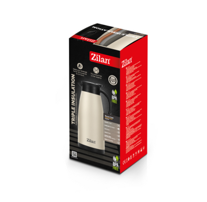 Termos Zilan ZLN0783 crem din inox, capacitate 1.5L, metine rece pana la 24 ore si cald pana la 18 ore