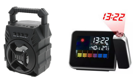 OFERTA! Boxa Portabila cu Bluetooth + Ceas cu Proiectie, cu Alarma si Statie Meteo