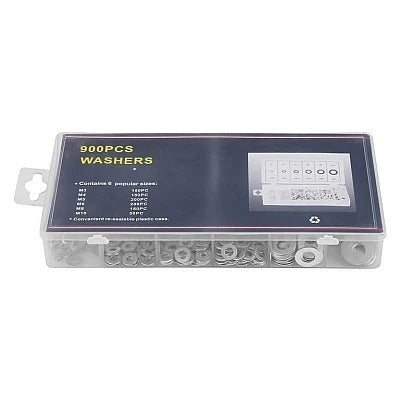 Kit 900 de garnituri plate din otel A3, include 6 dimensiuni diferite: M3 M4 M5 M6 M7 M8 M10