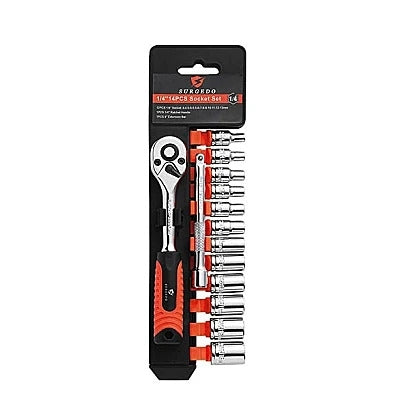 RIB-Set 14 Piese, Cheie cu Clichet 1/4", Capete Chei Tubulare 4-14mm