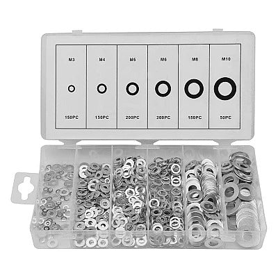 Kit 900 de garnituri plate din otel A3, include 6 dimensiuni diferite: M3 M4 M5 M6 M7 M8 M10