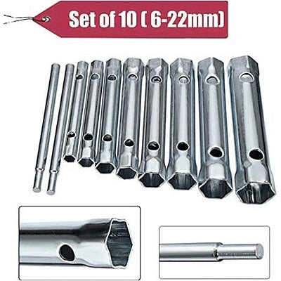 Set 10 Chei Tubulare Duble cu Tija 6-22 mm