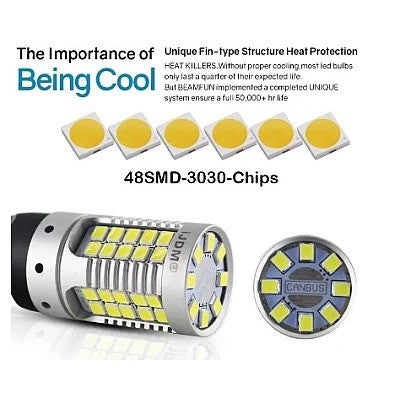Set 2 Becuri Canbus Marsarier 1156 Alb 2000 Lm 21W/bec T15