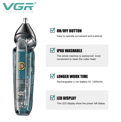 Trimmer profesional de tuns VGR pentru par si nas V949