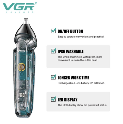 Trimmer profesional de tuns VGR pentru par si nas V949