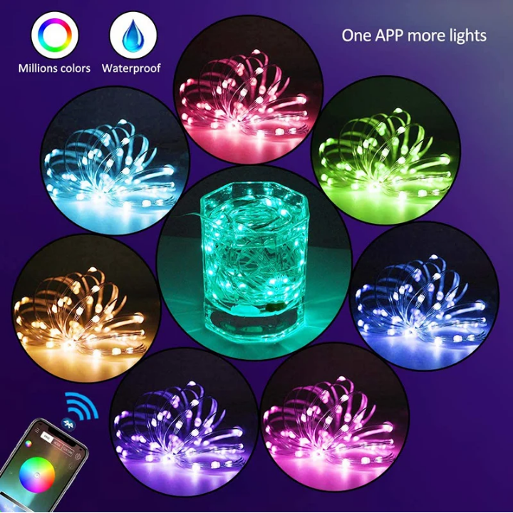 Instalatie luminoasa inteligenta bluetooth 4.0 control din aplicatie conectare prin USB 8 metri multicolora