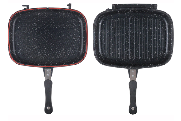 Tigaie grill dubla dreptunghiulara, aluminiu, 32x24x7.5 cm