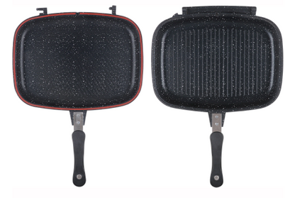 Tigaie grill dubla dreptunghiulara, aluminiu, 32x24x7.5 cm