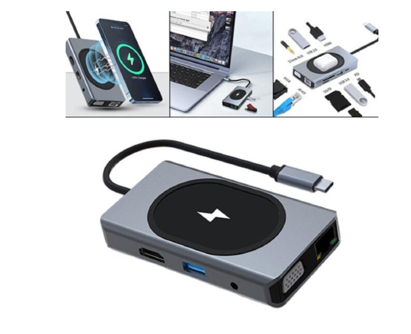 Hub cu 9 porturi diferite Q HU666 si incarcare wireless