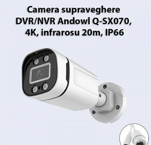 Camera supraveghere DVR/NVR Andowl Q SX070 4K infrarosu 20m IP66 alb
