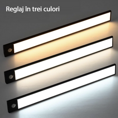 Aplica LED lumina rece si calda, cu senzor de miscare, incarcare USB, 30cm, negru, IP20