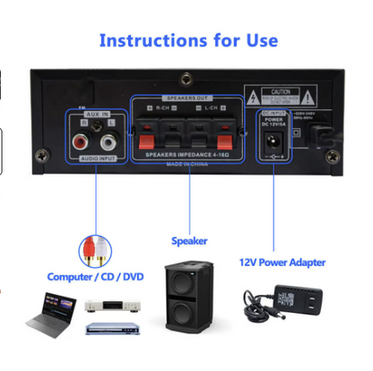 Amplificator Bass Profesional Andowl Q T110 Tip Statie cu Bluetooth Negru