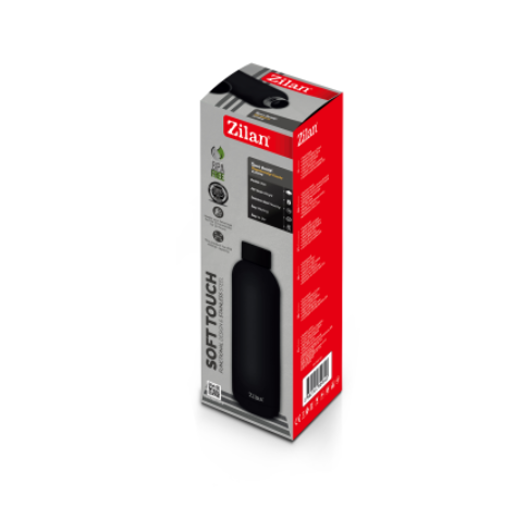 Termos Zilan ZLN9840 tip sticla sport, capacitate 500ml, interior din inox, pereti dublii, negru