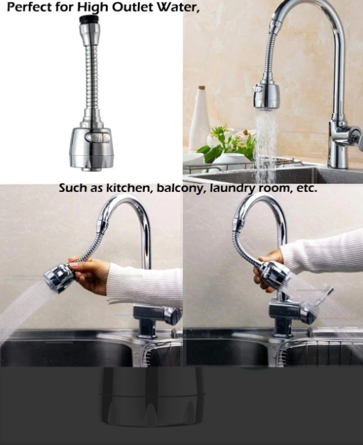 Extensie flexibilă pentru robinet, cu rotație 360° și filtru de apă
