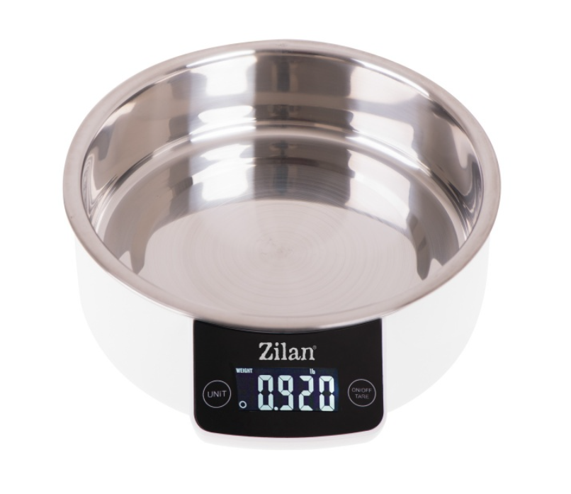 Cantar alimentar Zilan ZLN Alb, ecran digital, bol de 900ml, capacitate maxima de 5 kg