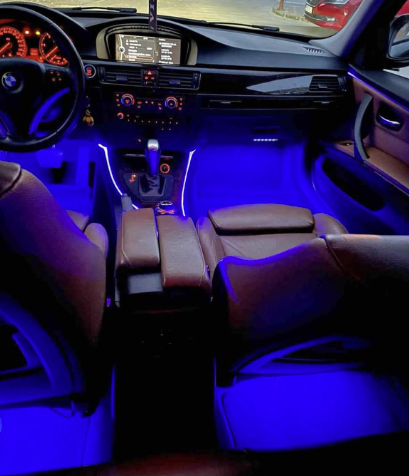 Set 4 benzi 12 LED cu lumina ambientale pentru auto si telecomanda RGB