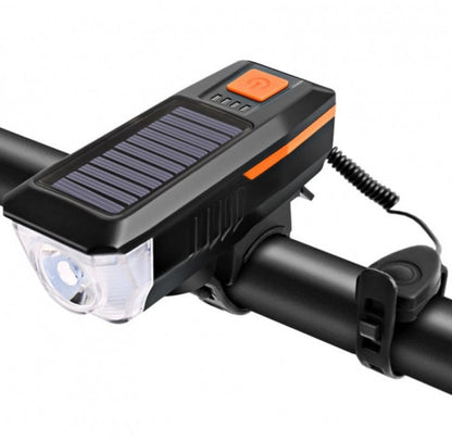 Far lampa cu panou solar pentru bicicleta / trotineta, claxon, usb, functie incarcare telefon