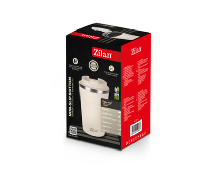 Cana de cafea Zilan ZLN9877 termos, capacitate 380ml, interior din inox, pereti dublii, crem