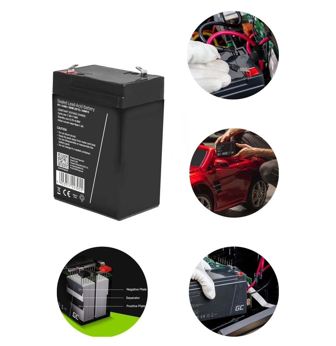ACUMULATOR UNIVERSAL PLUMB AGM 4V 4AH VRLA ACID BATERIE FARA MENTENANTA