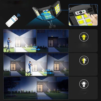 Lampa solara tripla cu Smart Sensor si telecomanda