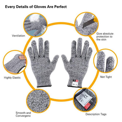 Manusi protectie anti-taiere, spandex, fibra de sticla, nivel anti-taiere 5, unisex, marime universala