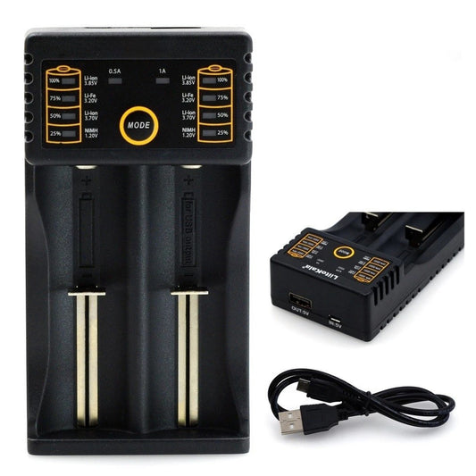 Incarcator universal cu 2 porturi pentru Acumulatori Li-Ion