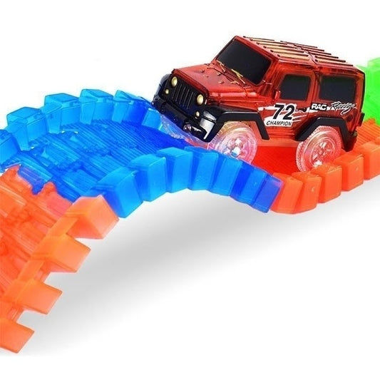 Pistă flexibilă strălucitoare Magic Tracks, 220 piese + mașinuță LED